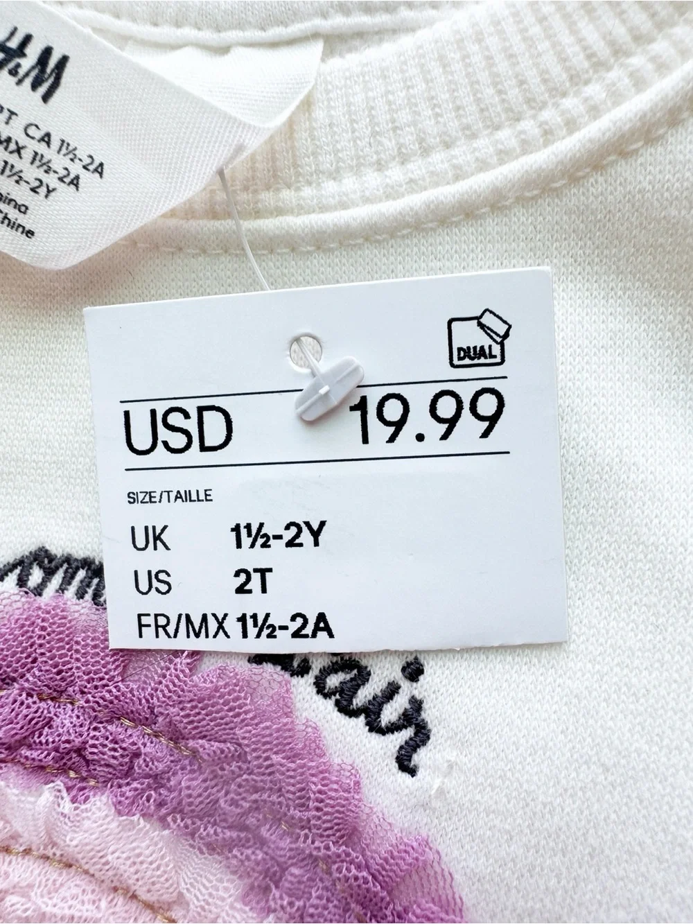 Girls New Sweatshirt in Cream with Rainbow Size 2T NWT